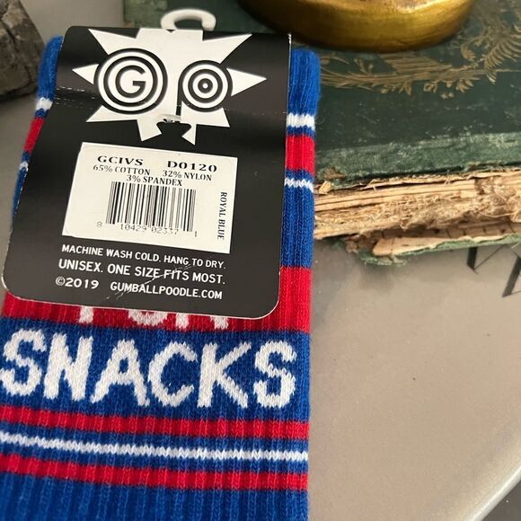 NWT Gumball Poodle unisex red, white & blue election I Vote For Snacks Gym Socks - Picture 3 of 5